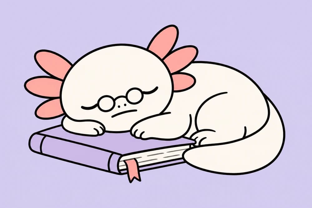 Soma asleep on a closed notebook